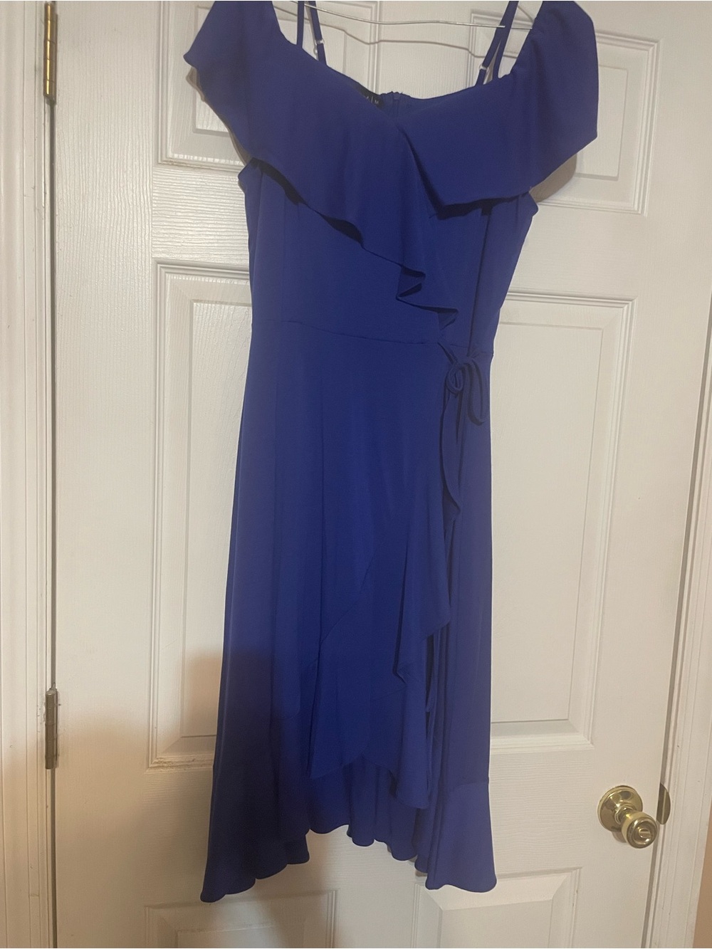 Blue Ruffle-Trim Women's Dress Size Medium